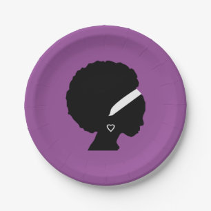 Afro-Haar lila Pappteller