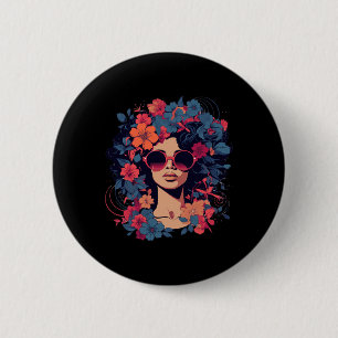Afro-Haar Natürlich Schwarze Geschichte Stolz Schw Button