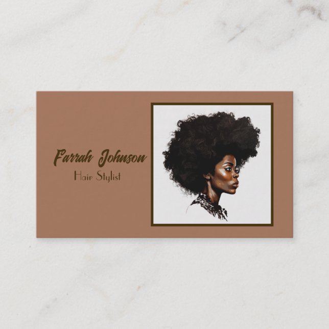 Afro-Haarpflegekosmetologe Visitenkarte (Vorderseite)