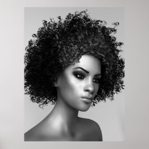 Afro Hair 3D Illustration Poster