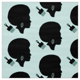 AFRO HAIR FRAU SILHOUETTE MIT AFRO PICK MOTIF STOFF