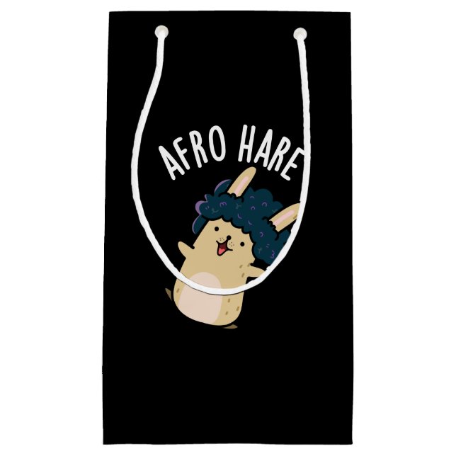Afro Hare Funny Rabbit mit Afro Puck Dark BG Kleine Geschenktüte (Vorderseite)