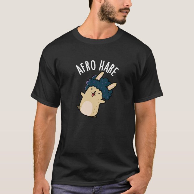 Afro Hare Funny Rabbit mit Afro Puck Dark BG T-Shirt (Vorderseite)