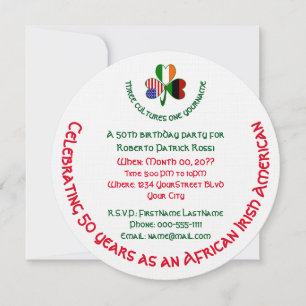 Afro-Irischer USA-Shamrock-Personalisierter Geburt Einladung