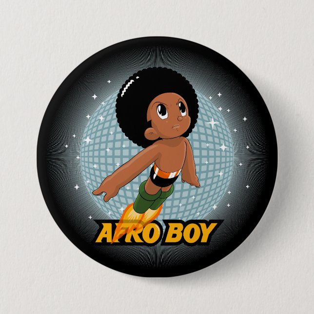 Afro-Junge Button (Vorderseite)