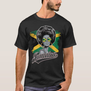 Afro Karibik Woman Jamaica Flag Island Vibe T-Shirt