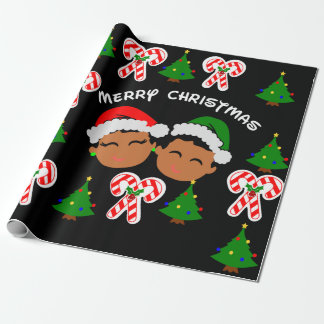 Afro Kinder Schwarzer Junge und Mädchen Zwillinge Geschenkpapier