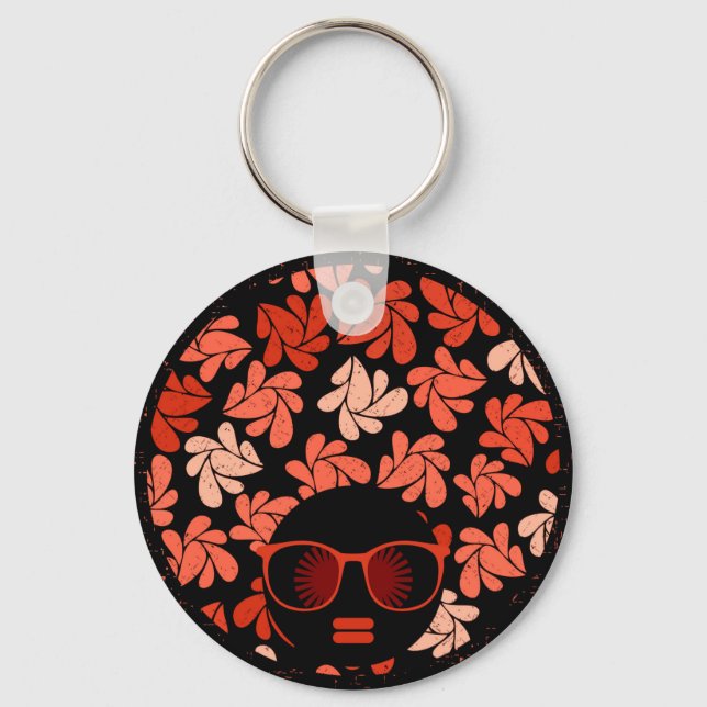 Afro Liebe Coral Red Pillow Schlüsselanhänger (Vorderseite)