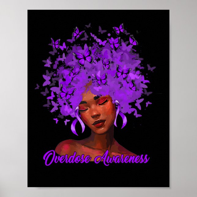 Afro Lila Ribbon Überdosierung Aw Poster (Vorne)