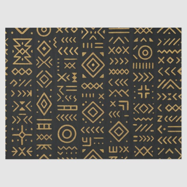 Afro Luxe Black & Gold Tribal Wrapping Paper Seidenpapier (Vorderseite)