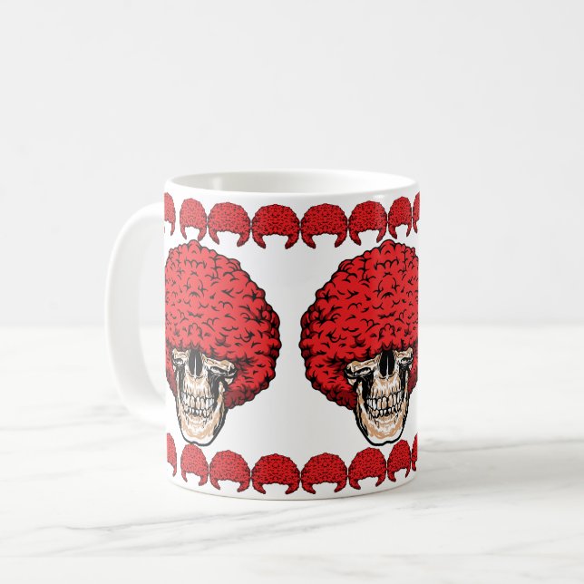 Afro-Man's Skull: Überreichlich Curly Red Hair Kaffeetasse (Vorderseite Links)
