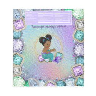 Afro Meerjungfrau Baby Shower Süßigkeiten-Verpacku Notizblock