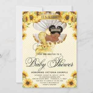 Afro Meerjungfrau Sonnenblume Baby Shower Einladun Einladung
