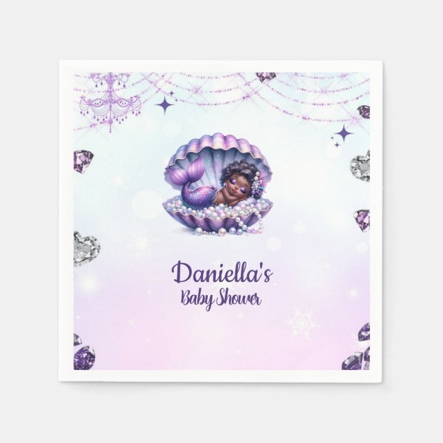 Afro Mermaid Baby Duschnapkins Serviette (Vorderseite)