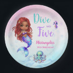 Afro Mermaid Birthday Mermaid red hair Pappteller<br><div class="desc">Add a special touch to your table with these enchanting "paper plates". Featuring a beautiful Afro Red Hair Mermaid, a cute turquoise octopus, and colorful sea creatures, they're the perfect combination of magic and fantasy. Ideal for a "Let's Be Mermaids" birthday party, a tropical ocean-themed party, an Under the Sea...</div>