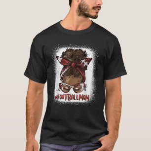 Afro Messy Bun Football Mama Black Women s D T-Shirt