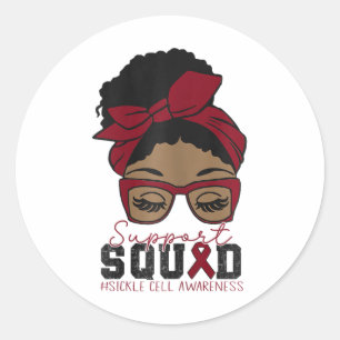 Afro Messy Bun Sickle Cell Awareness Montag Burgun Runder Aufkleber