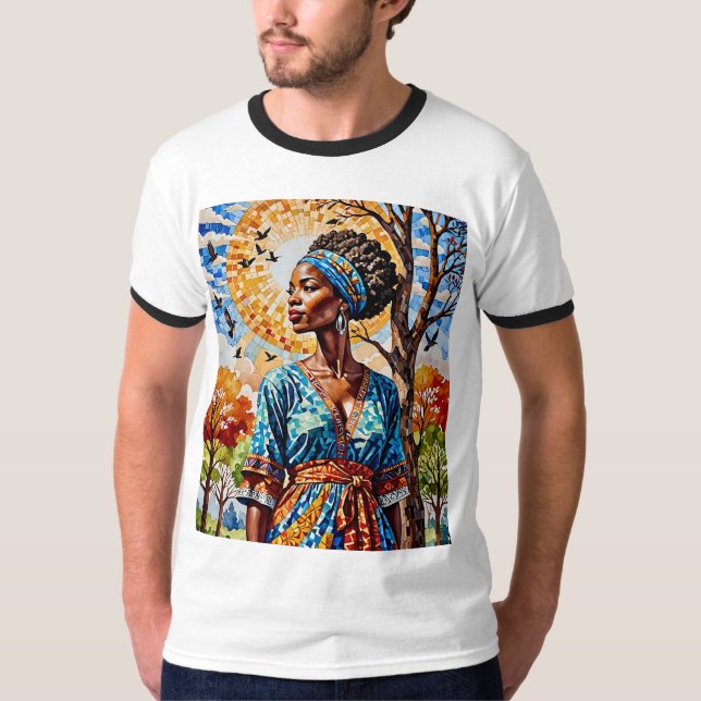 Afro Mosaic Sun Queen Fall T - Shirt (Vorderseite)