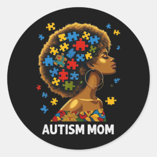 Afro Mother Autism Awaren Runder Aufkleber