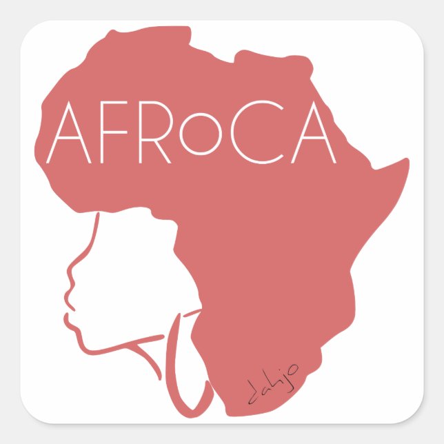 Afro Natural Black Hair Quadratischer Aufkleber (Vorderseite)