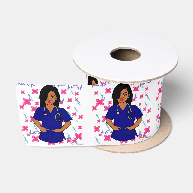 Afro Nurse Black Care (LPN RN) Satinband (Spule)