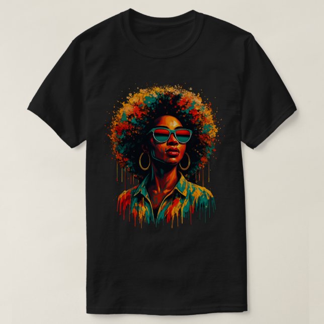 Afro Paint Drip Freedom Kunst  T-Shirt (Design vorne)