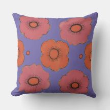 Afro Poppies Square Throw Kissen