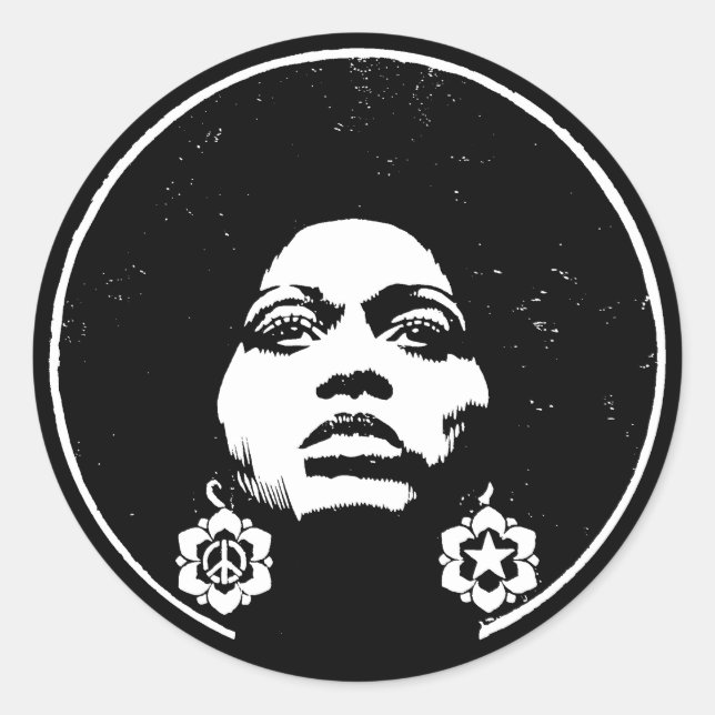 Afro Power Runder Aufkleber (Vorderseite)