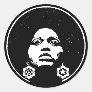 Afro Power Runder Aufkleber