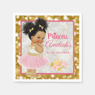 Afro Princess Ballerina Baby Girl Pink Gold Extrav Serviette