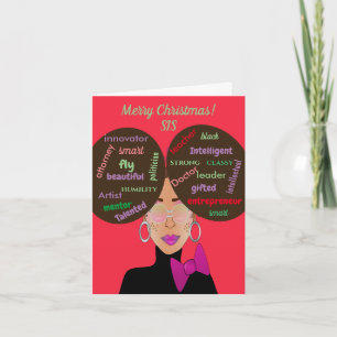 Afro-Puffs amerikanischer Cousin Weihnachten Karte