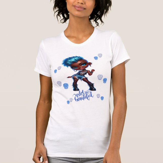 Afro Punk Wild & Beautiful Ladies T-Shirt (Devant)