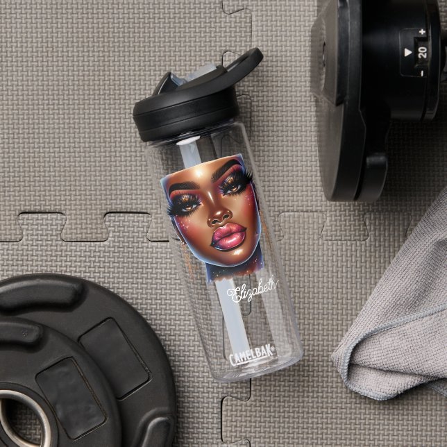 Afro Queen Art Fashion Melanin Chic Custom Trinkflasche (Fitnessstudio)