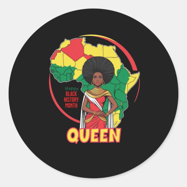 Afro Queen Runder Aufkleber (Vorderseite)