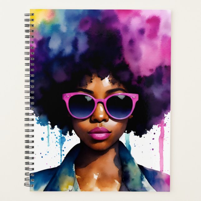 Afro Rainbow Hair Black Woman Lunettes de soleil A (Devant)