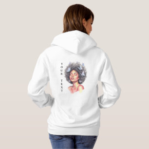 Afro-Schönheit mit Schmetterlingen – Wasserfarben- Hoodie