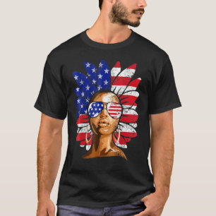 Afro-Sonnenblume Afroamerikaner 4. Juli Melani T-Shirt