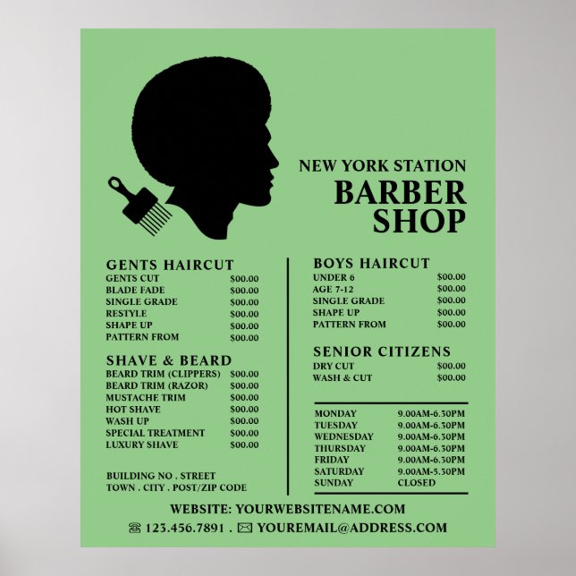 Afro Style, Men Barbers Price List Poster (Vorne)