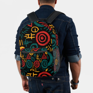 Afro-Tribal-Muster Farbige Abstraktion Bedruckter Rucksack