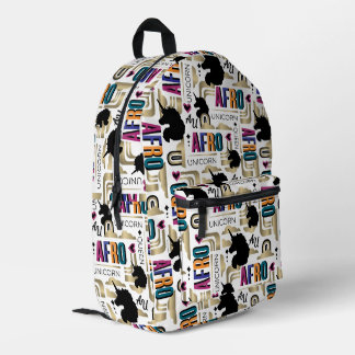 Afro Unicorn Bold Muster Bedruckter Rucksack