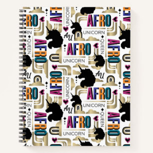 Afro Unicorn Bold Muster Notizbuch