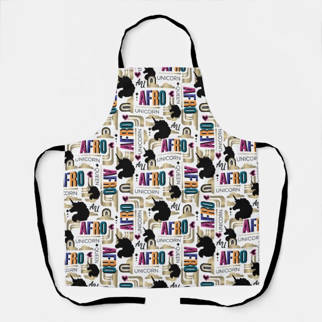Afro Unicorn Bold Muster Schürze (Vorderseite)