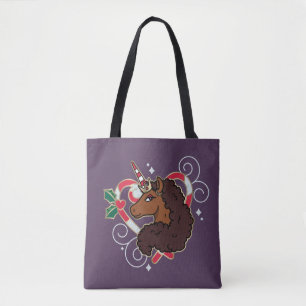 Afro Unicorn Candy Cane Herz Holiday Tasche
