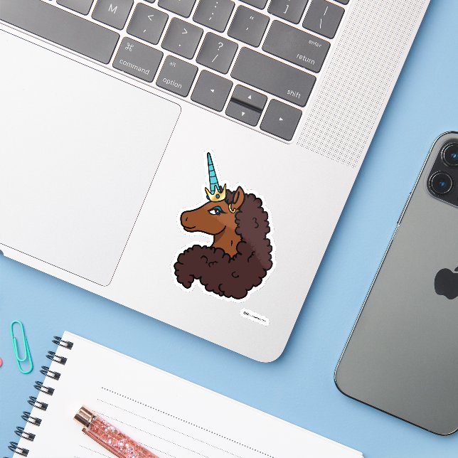 Afro Unicorn | Einzigartig Aufkleber (Laptop mit iPhone)