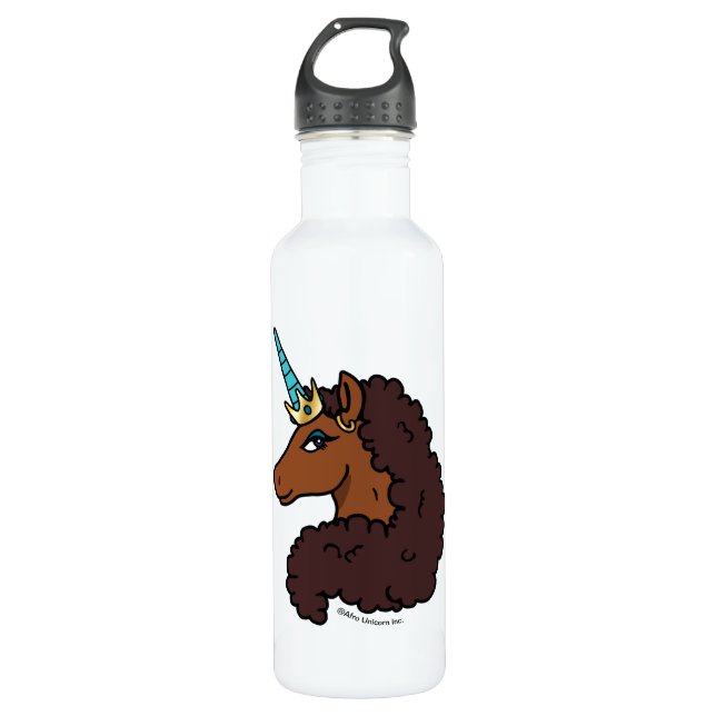 Afro Unicorn | Einzigartig Edelstahlflasche (Vorderseite)