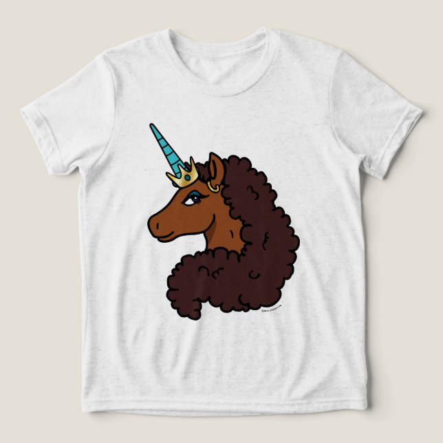 Afro Unicorn | Einzigartig Tri-Blend Shirt (Design Vorderseite)