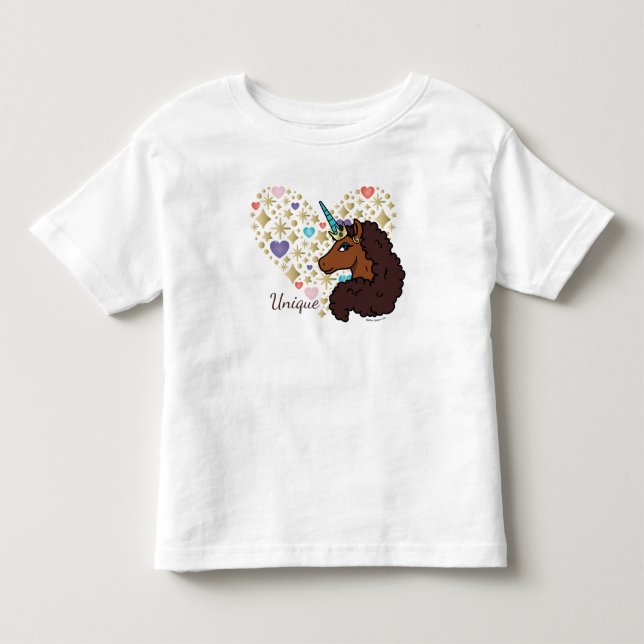 Afro Unicorn | Einzigartiges Herzdesign Kleinkind T-shirt (Vorderseite)