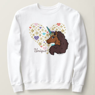 Afro Unicorn   Einzigartiges Herzdesign Sweatshirt