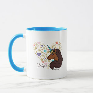 Afro Unicorn Einzigartiges Herzdesign Tasse