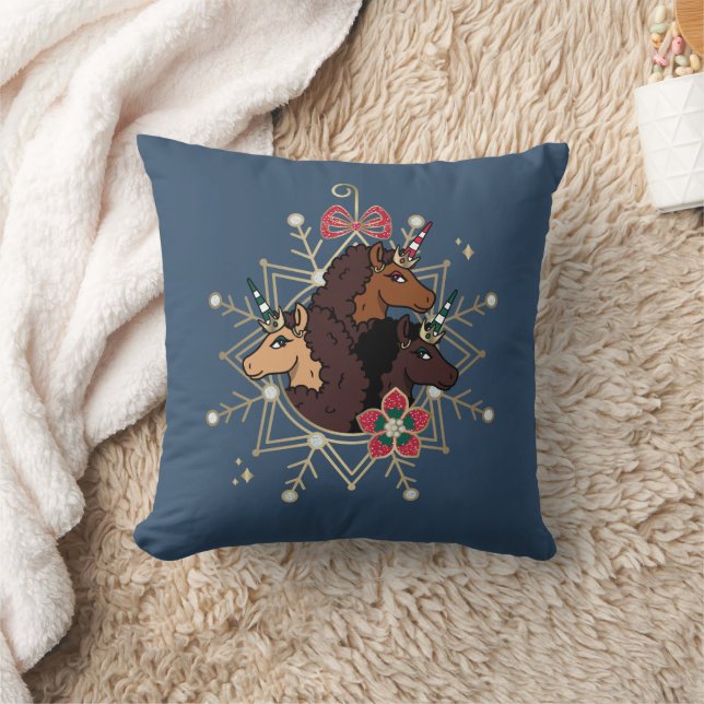 Afro Unicorn Festlicher Urlaub Magisch Kissen (Decke)